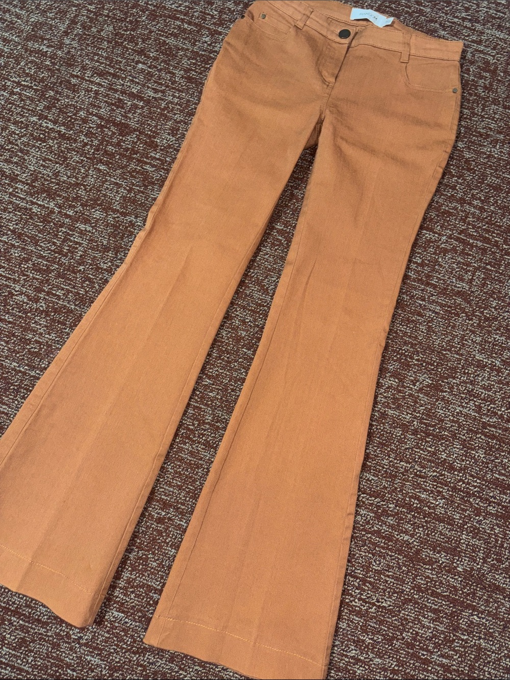 Random rust colored flare leg jeans European high quality denim classic preppy 2